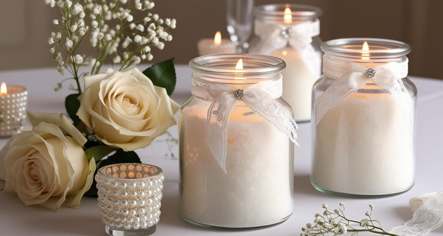 Hochzeitsdekor -Ideen mit Sandwachskerzen