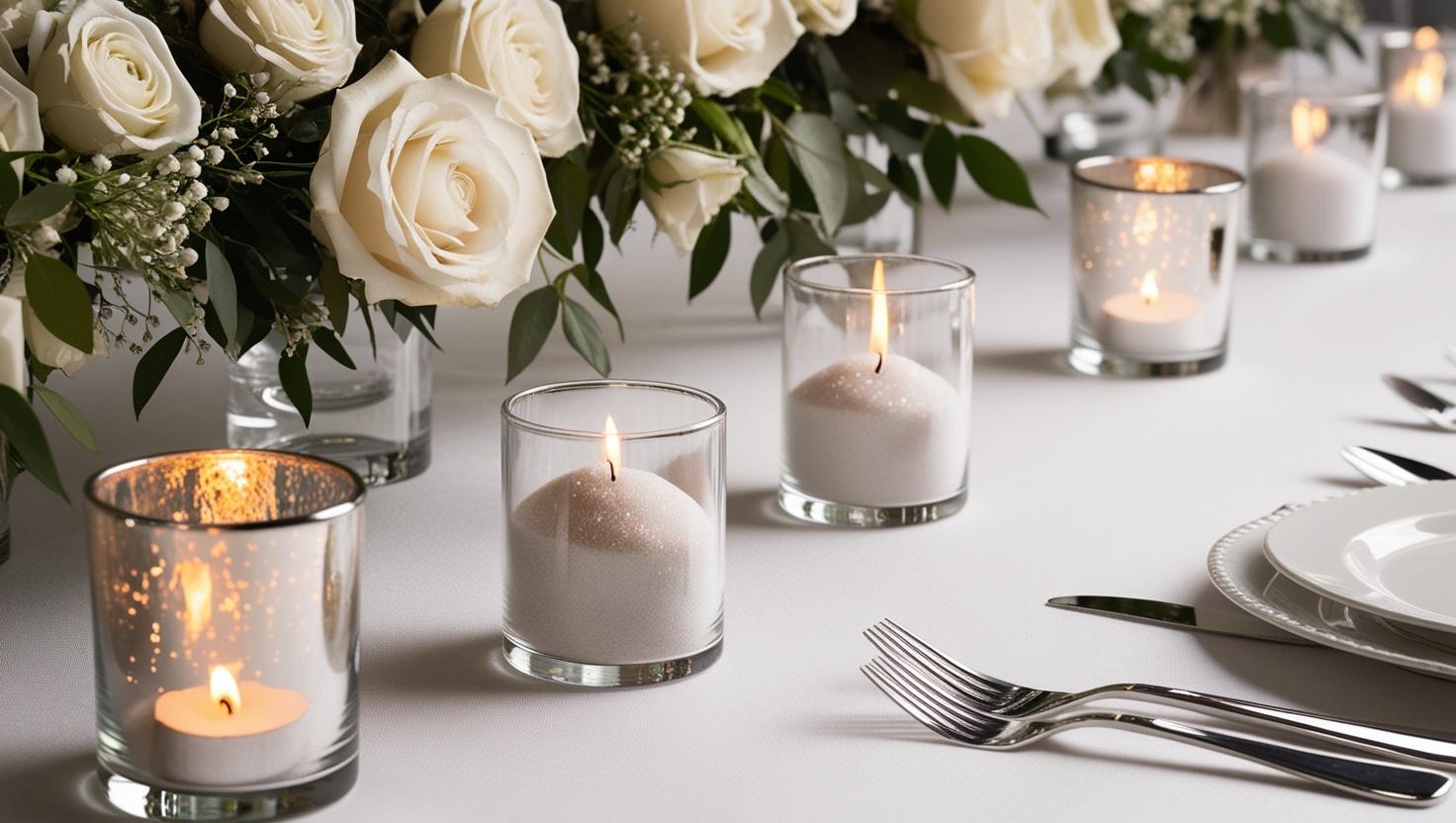 Hochzeitsdekorationsideen mit Sandwachskerzen