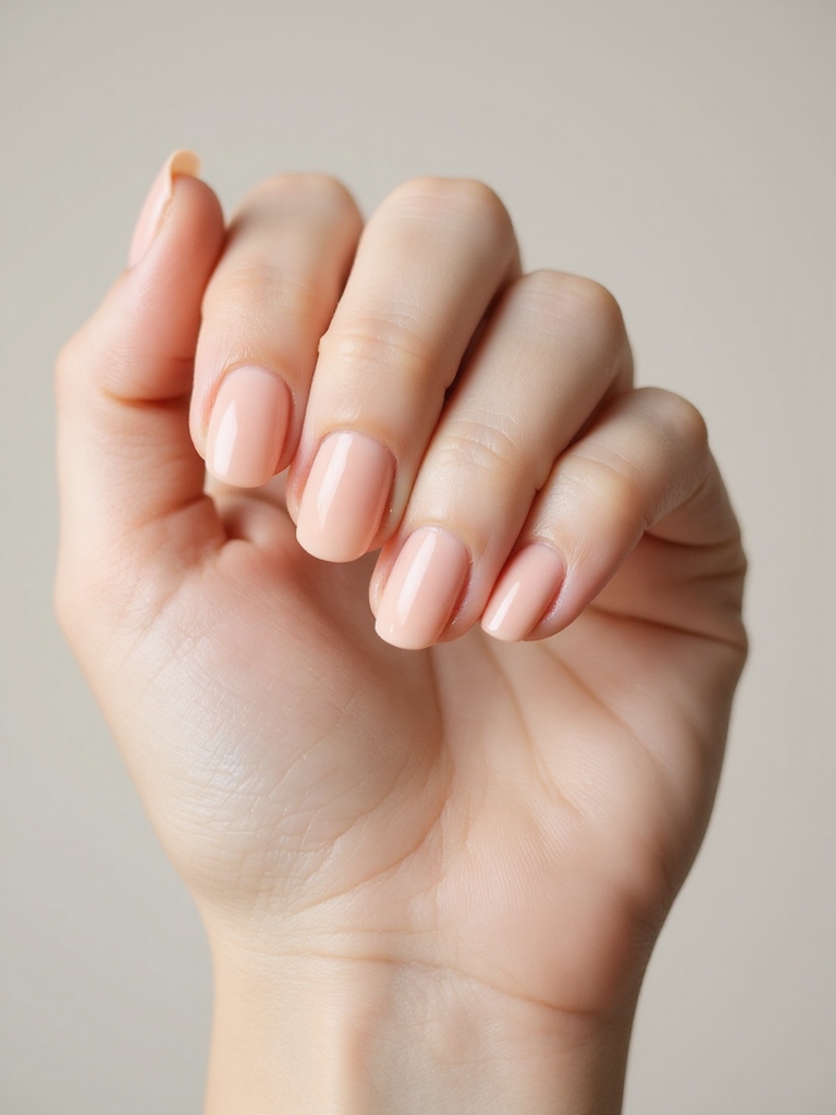 Flüsternde, pfirsichfarbene, transparente Maniküre