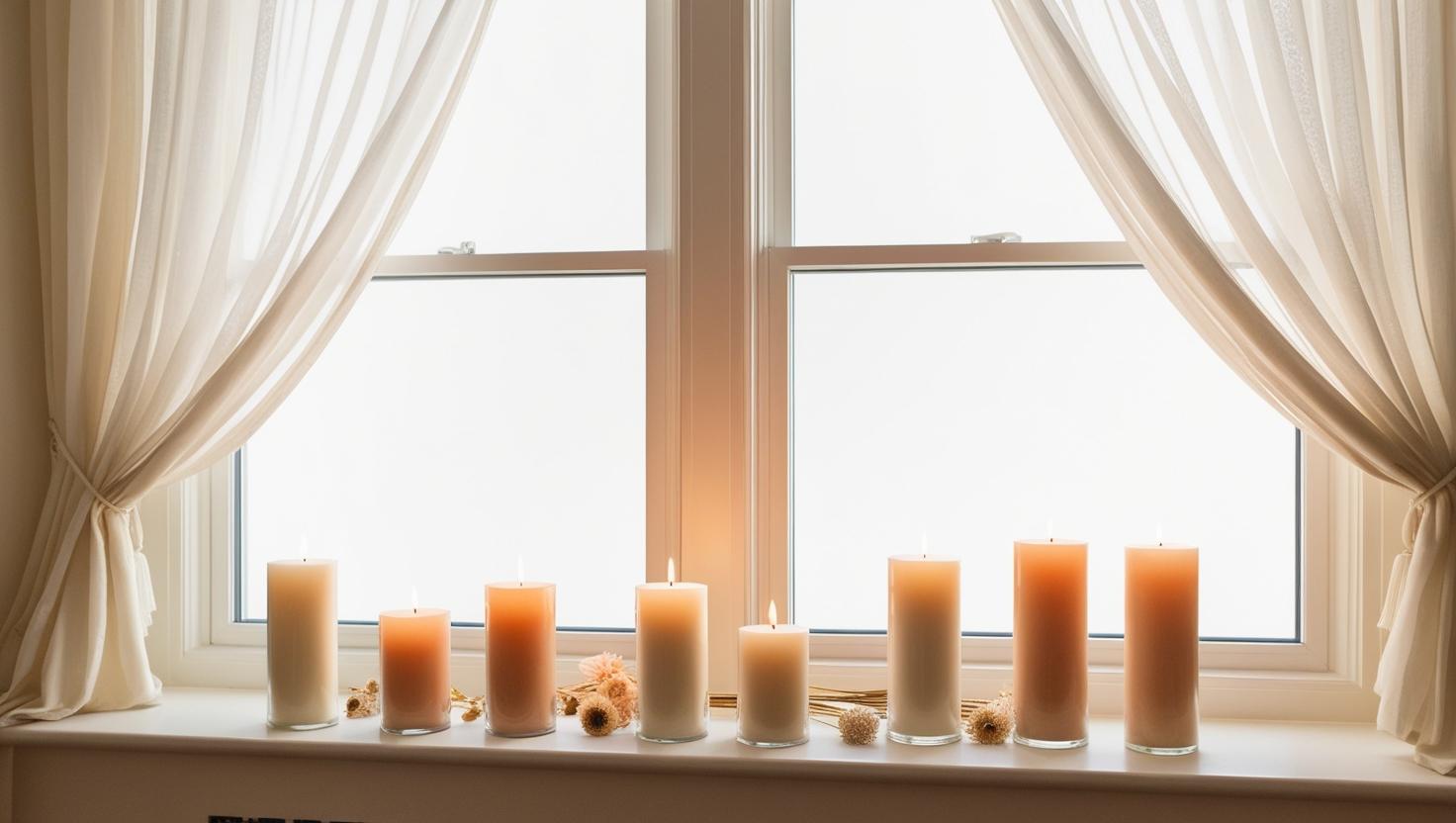 Fensterakzente mit Kerzen für Wohnzimmerdekoration