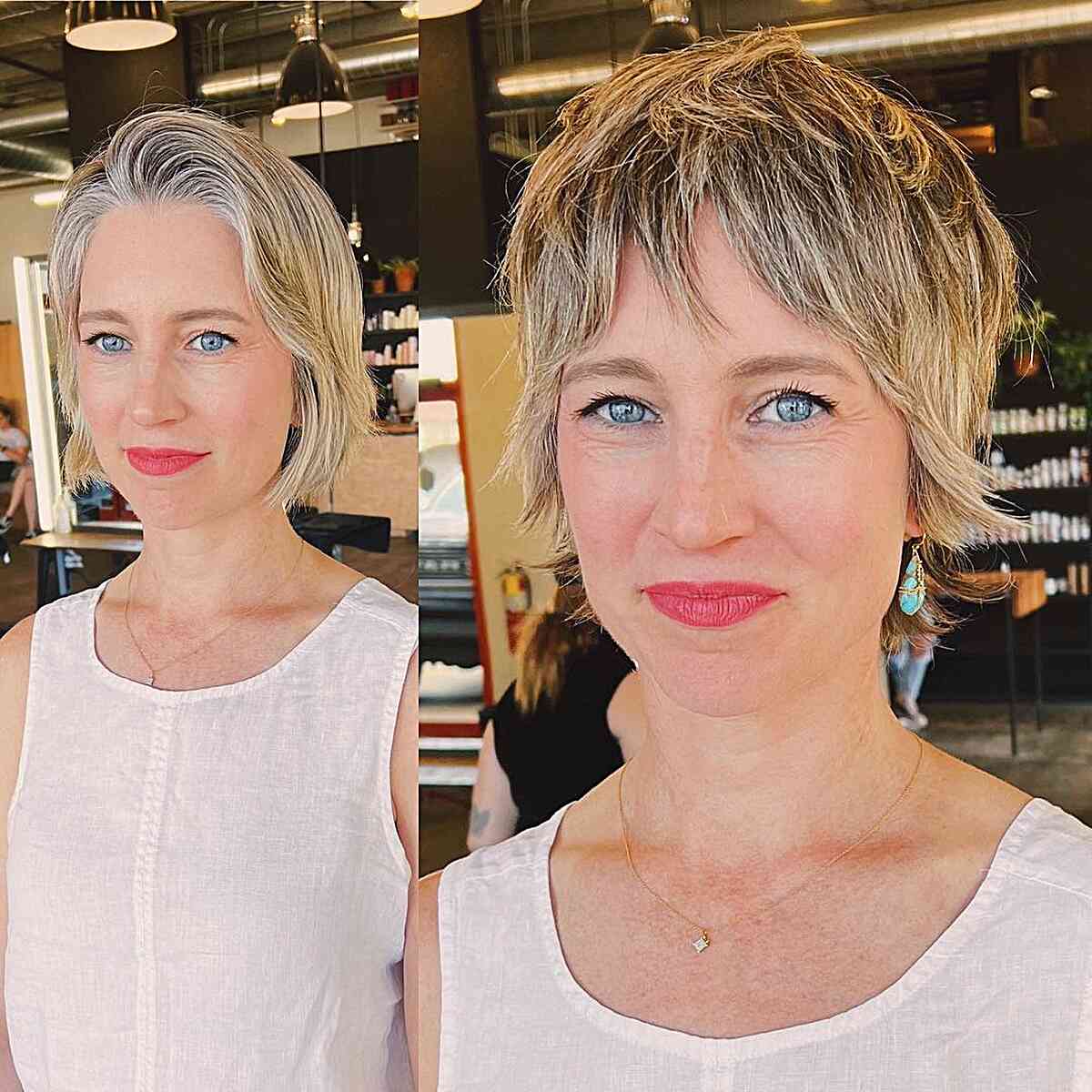 Geflügelte Pixie mit schmutziger blonden Balayage