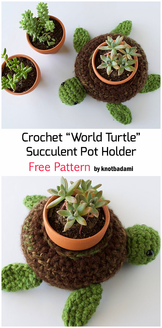 Häkeln „World Turtle“ Sukkulenter Topfhalter - Freies Muster